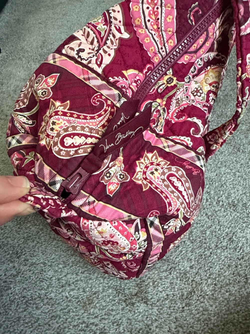Vera Bradley tote bag is in the retired "Piccadilly Plum" pattern - Picture 3 of 7